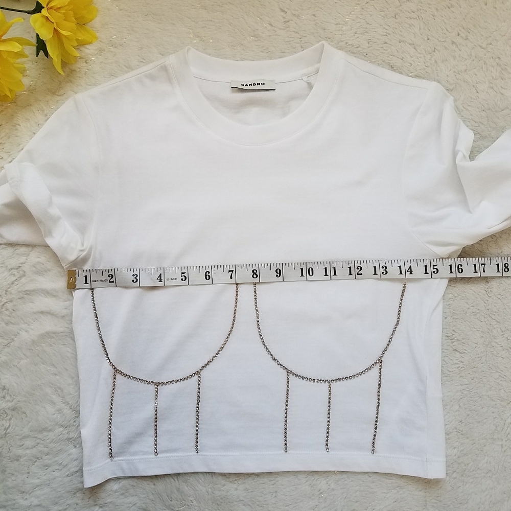 Sandro Strassy Bustier Cropped Tee - Picture 6 of 10